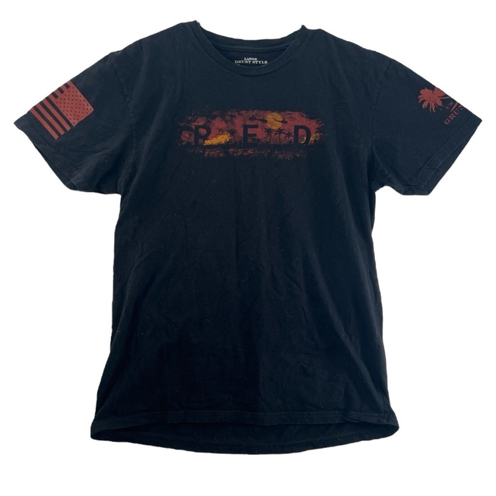 Grunt Style RED Black T-Shirt with White Print